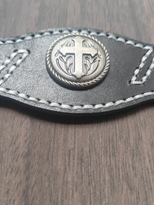 Handcrafted Scripture Leather Bracelet with Cross | Choose from 5 Verses