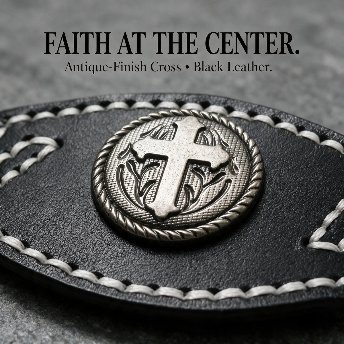 Scripture Cross Leather Bracelet – 5 Verses