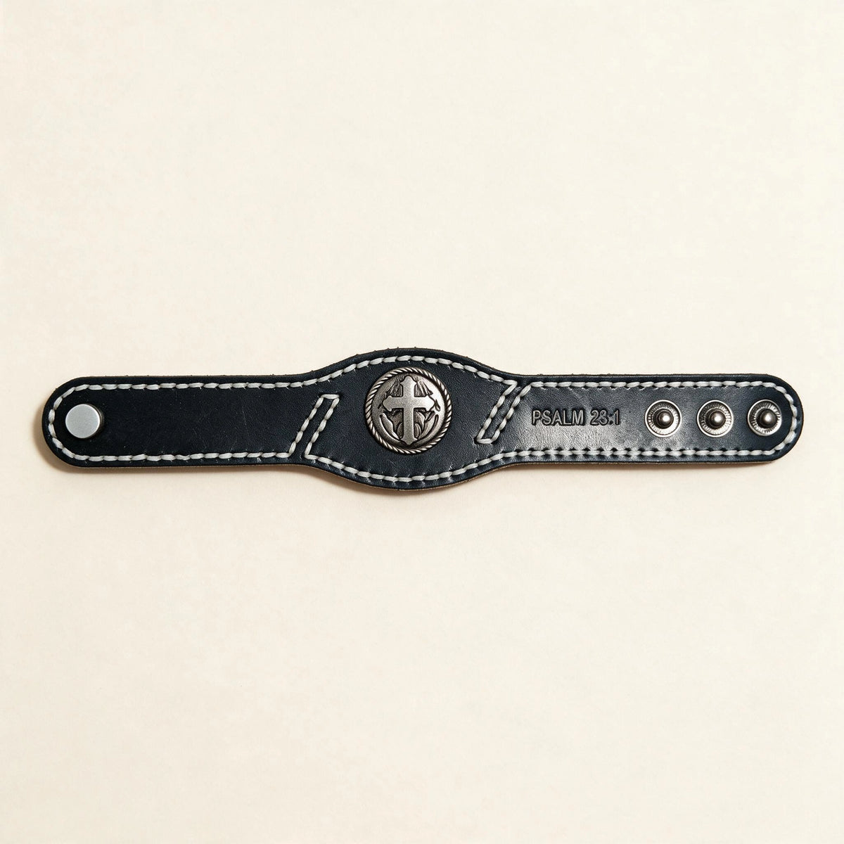 Scripture Cross Leather Bracelet – 5 Verses