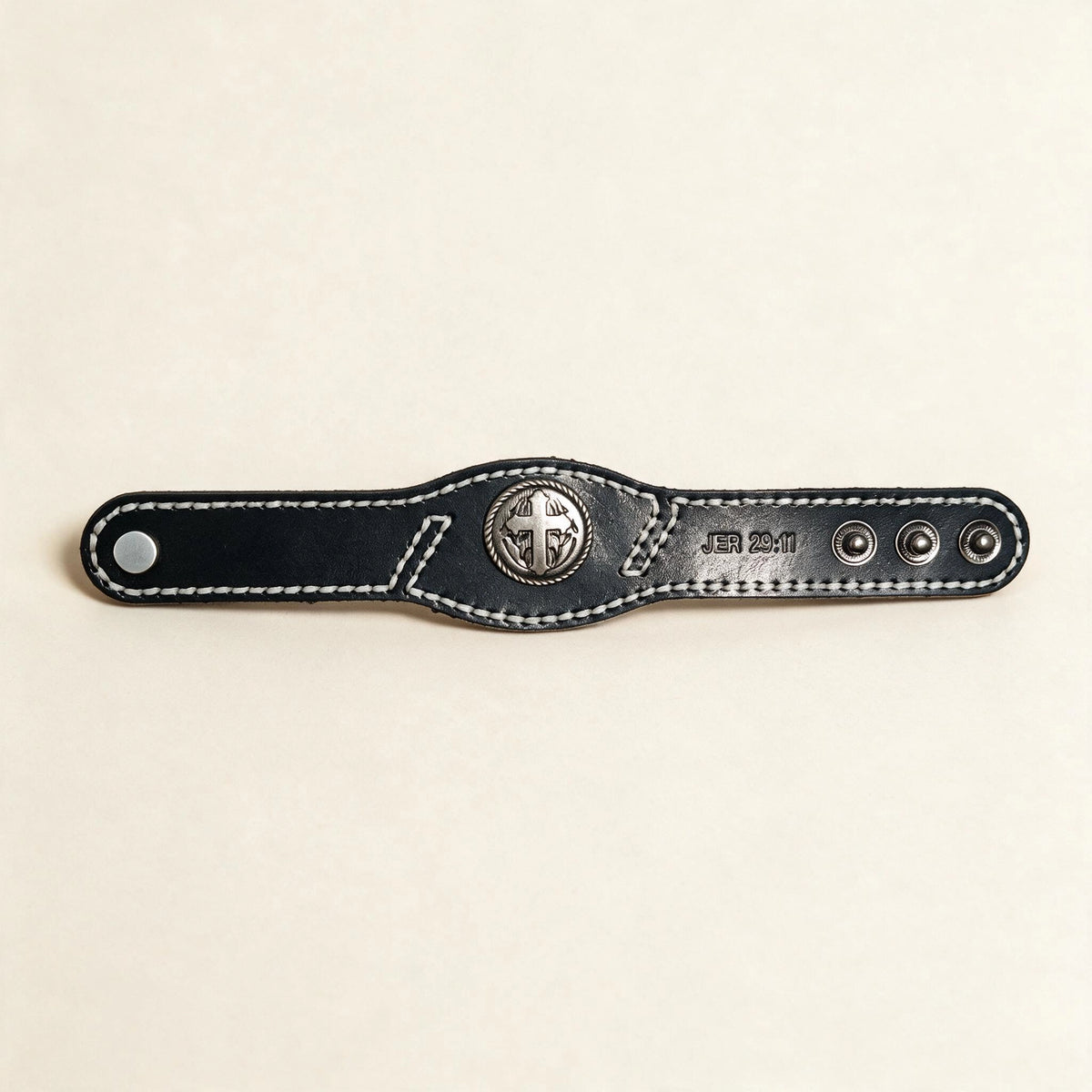 Scripture Cross Leather Bracelet – 5 Verses