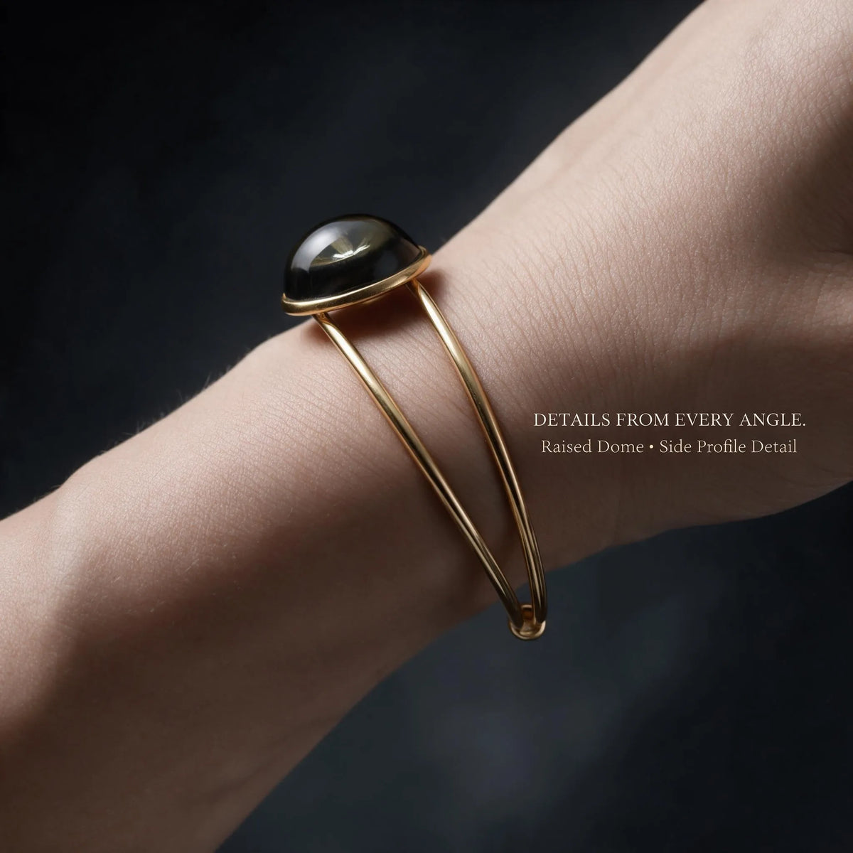 Adjustable cuff bracelet side profile worn on wrist