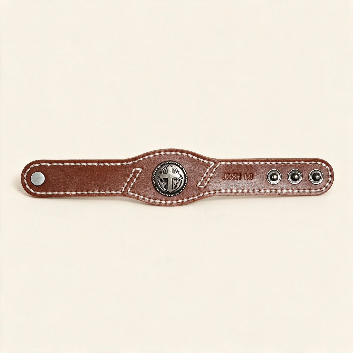 Scripture Cross Leather Bracelet – 5 Verses
