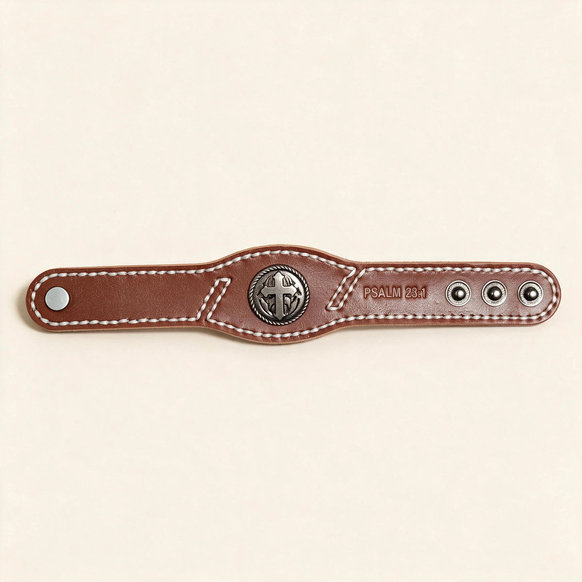 Scripture Cross Leather Bracelet – 5 Verses