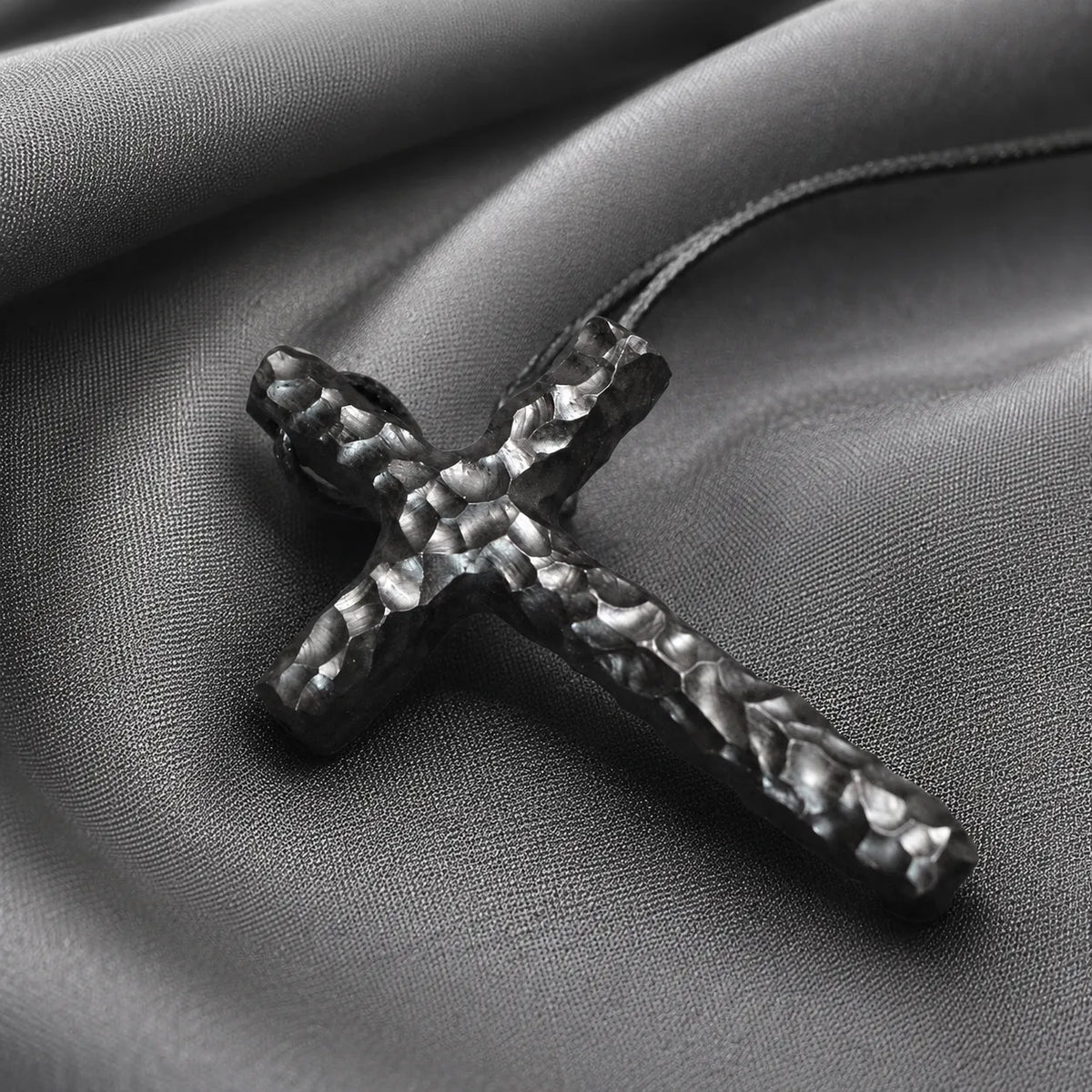 Hand-Carved Ziguangtan Wood Cross Necklace