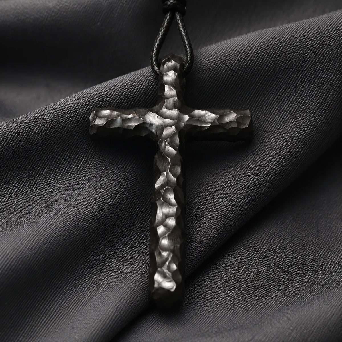 Hand-Carved Ziguangtan Wood Cross Necklace