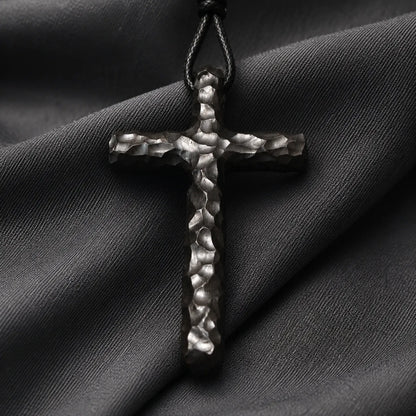 Hand-Carved Ziguangtan Wood Cross Necklace